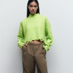 ZARA Ripped Cropped Knit Sweater